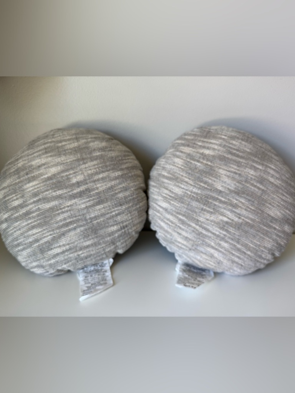 Threshold Toss Pillow Set Of 2 Round 16in Woven Cotton Slub Blue/Gray Gold
